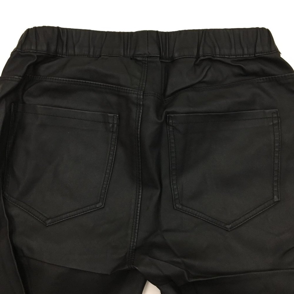 NWOT ZARA Black Faux Leather Pull On Zipper Ankle Slim Fit Skinny Pants - Picture 10 of 12